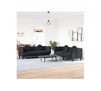 Ensemble de Canapés avec Coussins Meubles Salon 2 pcs Noir Velours vidaXL