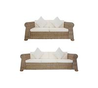 Ensemble de canapés 2 pcs avec coussins Rotin naturel