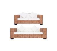 vidaXL Ensemble de canapés 2 pcs avec coussins Rotin naturel