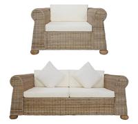 vidaXL Ensemble de canapés avec coussins 2 pcs rotin naturel