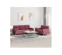 Vidaxl Ensemble De Canapés 2 Pcs Avec Coussins Rouge Bordeaux Tissu Rouge