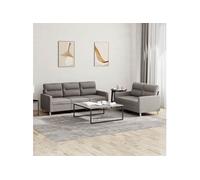 Ensemble de canapés 2 pcs avec coussins Taupe Tissu3201607