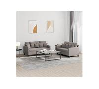 Vidaxl Ensemble De Canapés 2 Pcs Avec Coussins Taupe Tissu Gris
