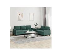 vidaXL Ensemble de canapés 2 pcs avec coussins et accoudoirs, moderne, velours vert foncé