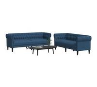 Vidaxl Ensemble De Canapés 2 Pcs Bleu Tissu Bleu