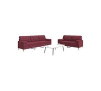 vidaXL Ensemble de canapés 2 pcs coussins décoratifs tissu bordeaux