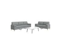 Vidaxl Ensemble De Canapés 2 Pcs Coussins Décoratifs Gris Clair Tissu Gris