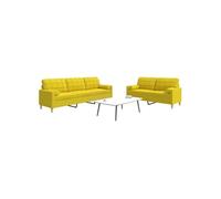 Ensemble de canapés 3 pcs avec repose-pied jaune clair tissu canapé vidaXL