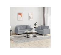 Ensemble de canapés 2 pcs coussins gris clair tissu
