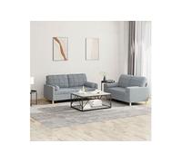 Ensemble de canapés 2 pcs coussins gris clair tissu3201290
