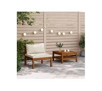 Vidaxl Ensemble De Canapés 2 Pcs Et Coussins Blanc Crème Acacia Solide