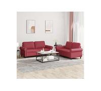 vidaXL Ensemble de canapés 2 pcs et Coussins Rouge Bordeaux Similicuir