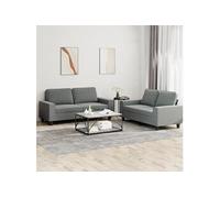 Ensemble de canapés 2 pcs gris foncé tissu