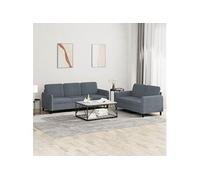 vidaXL Ensemble de canapés 2 pcs - velours gris foncé, avec coussins, accoudoirs et dossier