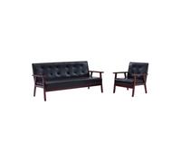vidaXL Ensemble de Canapés 2 pcs Fauteuil de Salon Sofa de Chambre à Coucher Sofa de Salon Canapé de Salon Salle de Séjour Maison Noir Similicuir Noir