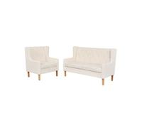 Vidaxl Ensemble De Canapés 2 Pcs Tissu Blanc Crème Blanc