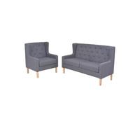 vidaXL Ensemble de canapés 2 pcs tissu gris