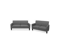 Ensemble de canapés 2 pcs Tissu Gris foncé