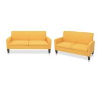 Ensemble de Canapés 2 pcs Tissu Jaune Sofa Bureau Salon Salle de Séjour vidaXL