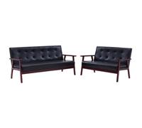 Ensemble De Canap¿¿S 2 Pcs Noir Similicuir Noir