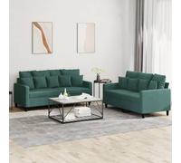 Ensemble de Canapés 2 Pièces en Velours Vert Foncé avec Coussins - Confort Ultime pour Votre Salon - Styles Élégants et Modernes avec Structure Robuste - pour Petits Espaces et Moment de Détente