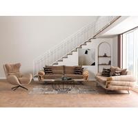 Ensemble de canapés 2x 3 places Tissu Canapés Garniture Canapés Fauteuils Marron