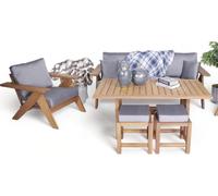 Ensemble de canapés 3+1 sièges x pouf groupes de sièges en bois table à manger ensemble de meubles de jardin 5pcs