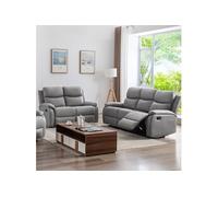 Ensemble de canapés 3+2 places relax manuel en PU gris clair - ZOLARA