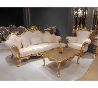 Ensemble de canapés 3+3+1+1 places Classique Fauteuil relax Chesterfield style baroque 4pcs