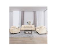 vidaXL Ensemble de canapés 3 pcs avec coussins Beige Tissu microfibre