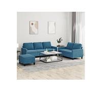 Ensemble de Canapés avec Coussins Sièges Salon Maison 2 pcs Bleu Velours vidaXL