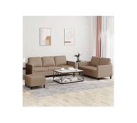 Ensemble de canapés 3 pcs avec coussins Cappuccino Similicuir
