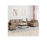 Ensemble de canapés 3 pcs avec coussins Cappuccino Similicuir