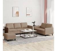 Ensemble de canapés 3 pcs avec coussins Cappuccino Similicuir marron G