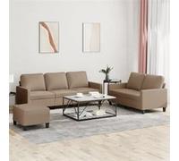 Vidaxl Ensemble De Canapés 3 Pcs Avec Coussins Cappuccino Similicuir