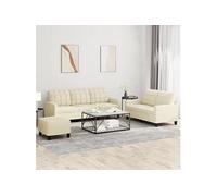 Ensemble de canapés 3 pcs avec coussins Crème Similicuir