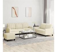 Ensemble de canapés 3 pcs avec coussins Crème Similicuir Crème G