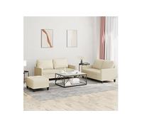 Ensemble de canapés 3 pcs avec coussins Crème Similicuir3201414