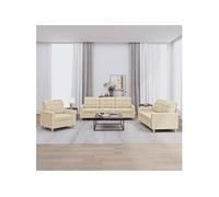 Ensemble de canapés 3 pcs avec coussins Crème Tissu