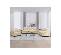 vidaXL Ensemble de canapés 3 pcs en tissu crème avec coussins