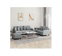 vidaXL Ensemble de canapés 3 pcs avec coussins Gris clair Tissu3201672 Gris clair G