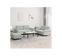 Ensemble de Canapés avec Coussins Sièges Salon 3 pcs Gris Clair Velours vidaXL