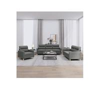 vidaXL Ensemble de canapés 3 pcs avec coussins, tissu gris foncé