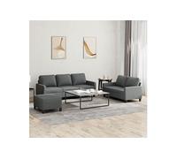 Ensemble de canapés 3 pcs avec coussins Gris foncé Tissu3201469