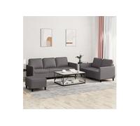 Ensemble de canapés 3 pcs avec coussins Gris Similicuir