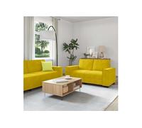 vidaXL Ensemble de canapés 3 pcs avec coussins Jaune Velours