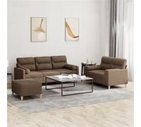 Ensemble de canapés 3 pcs avec coussins marron tissu Marron G