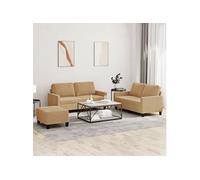 vidaXL Ensemble de canapés 3 pcs avec coussins Marron Velours