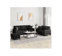 Ensemble de canapés 3 pcs avec coussins noir similicuir