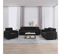 vidaXL Ensemble de canapés salon 4 pcs avec coussins Gris clair Tissu microfibre